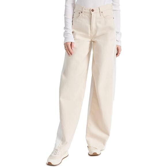 Rag & Bone Sofie Jeans Cream White Two Tone High Rise Ultra-Wide Leg Size 23 - Picture 5 of 11